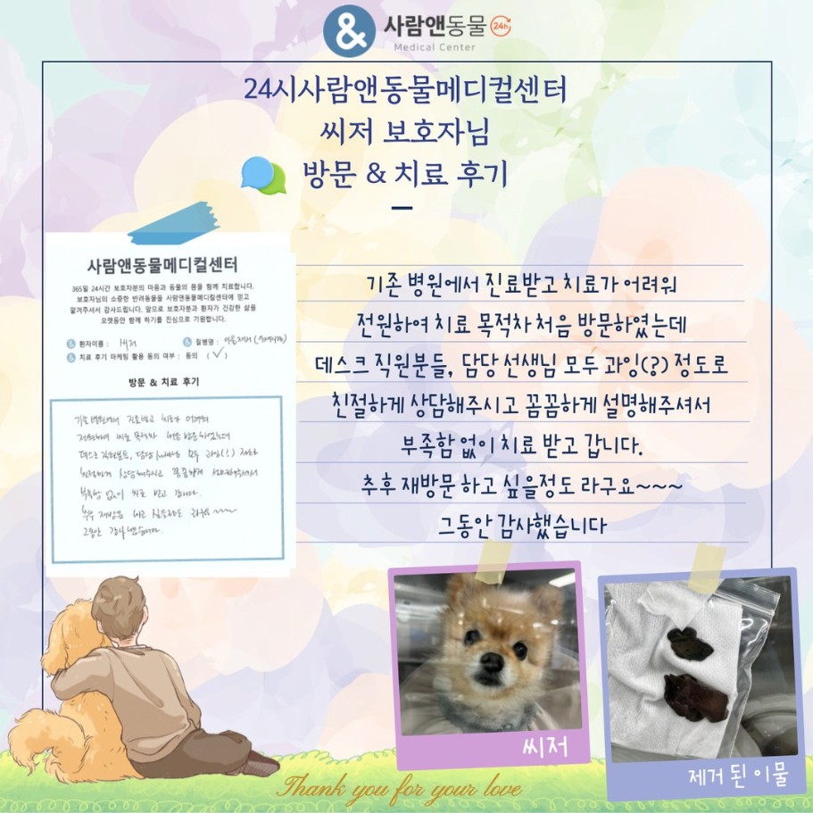 [위내이물] 씨저 보호자님의 소중한 치료 후기