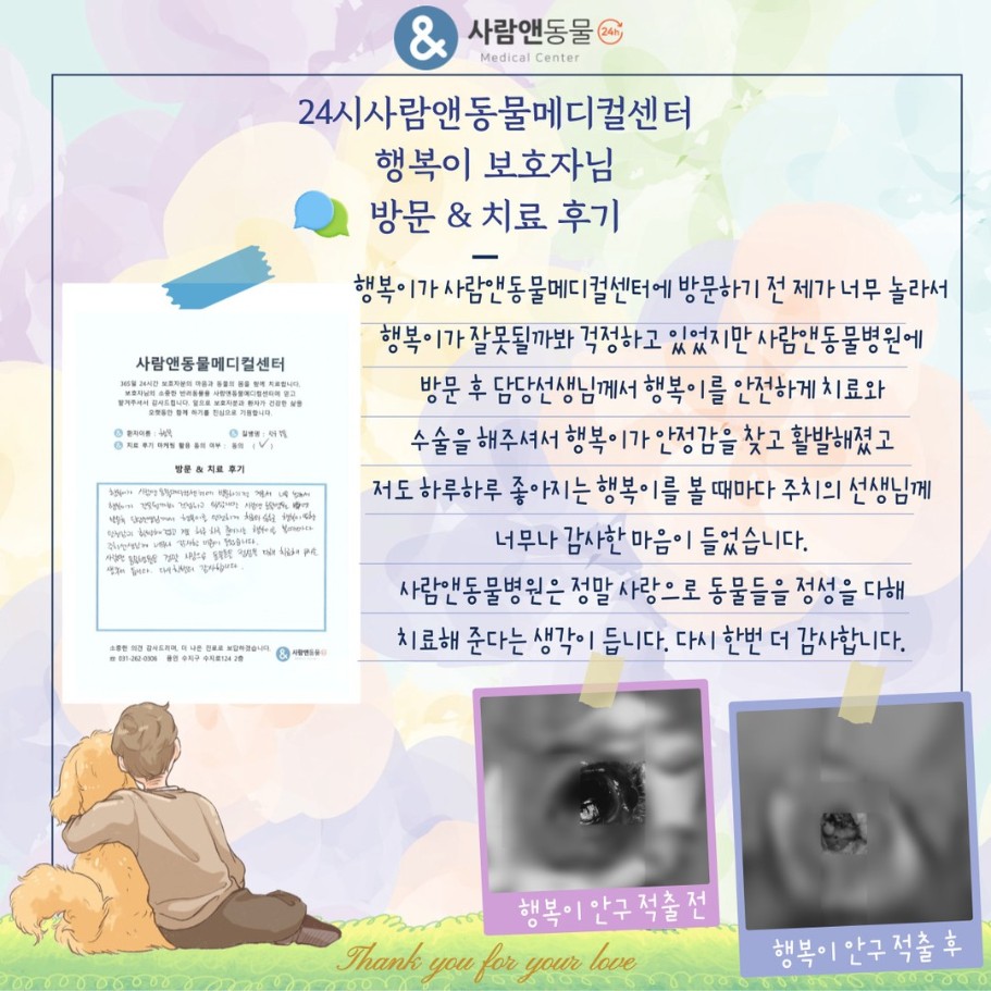 [안구적출] 행복이 보호자님의 소중한 치료 후기